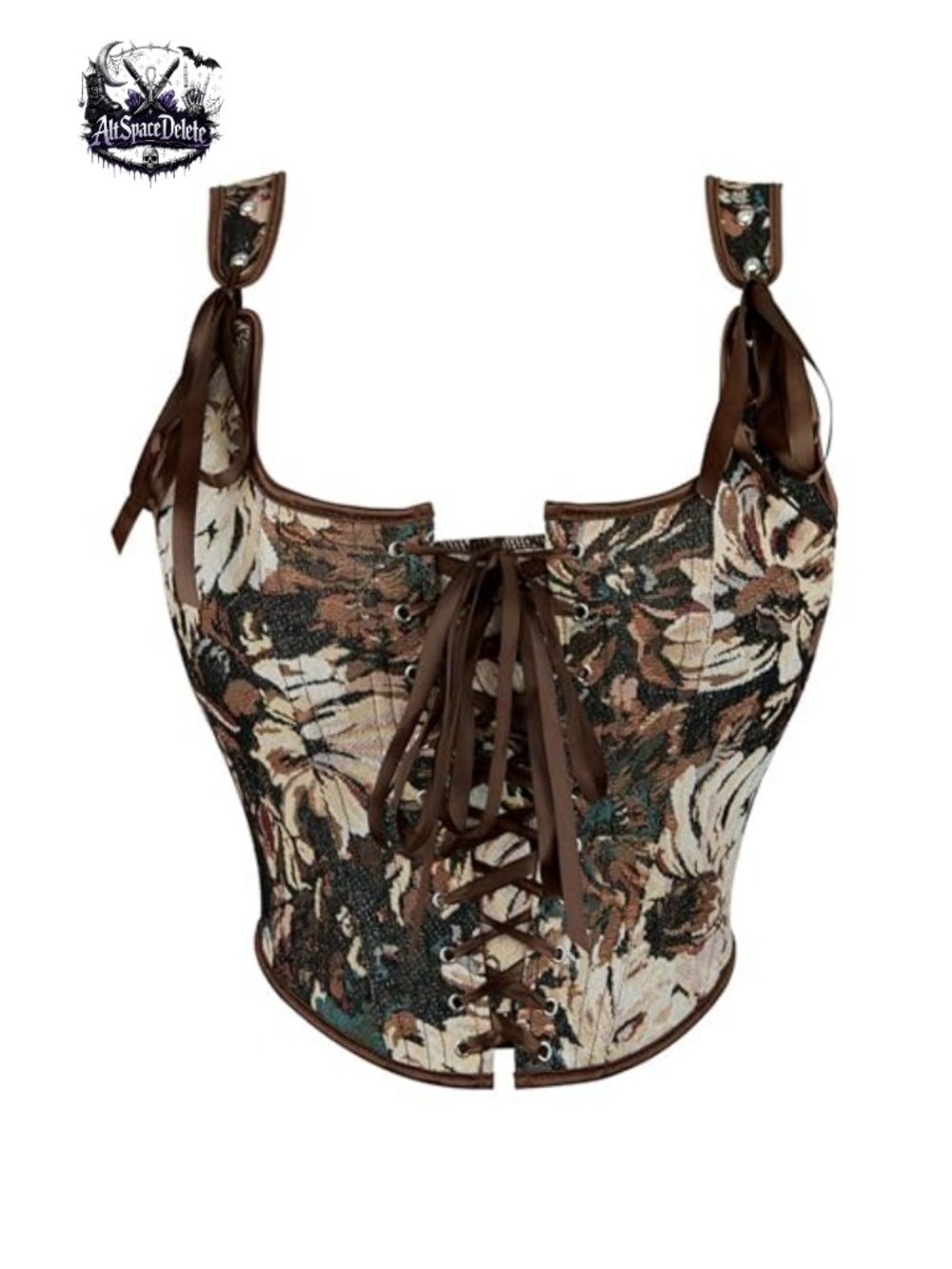Renaissance Corset Top Lace-Up Floral Jacquard Bustier Crop Top